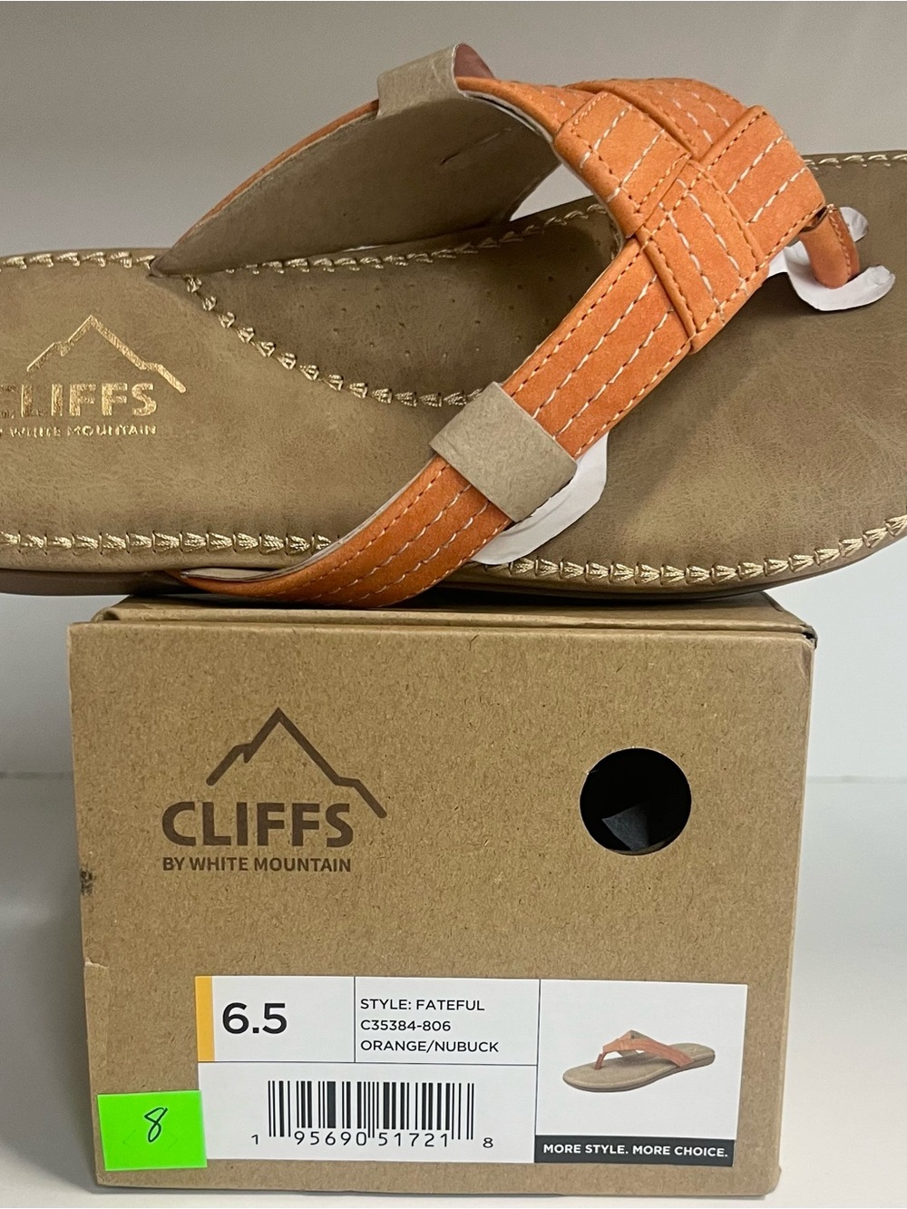 Cliffs by WHITE MOUNTAIN Orange Nubuck Crossover Toe-Post Sandal